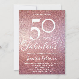 50 Fabulous Ro Guld Glitter Födelsedagsfest Invit Inbjudningar