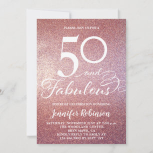 50 Fabulous Ro Guld Glitter Födelsedagsfest Invit Inbjudningar