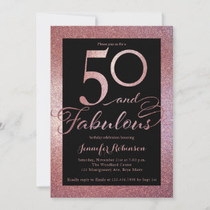 50 Fabulous Ro Guld Glitter Födelsedagsfest Invit Inbjudningar