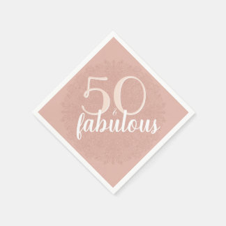50 & Fabulous Ro Rosa Blommigt 50:e Födelsedagsfes Pappersservett