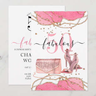 50 Fabulous Rosa Agate Guld Glitter Dancing Shoes Inbjudningar