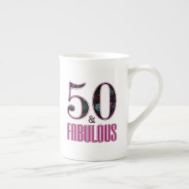 50 & Fabulous Rosa Black Typography 50 Birthday Benporslin Mugg