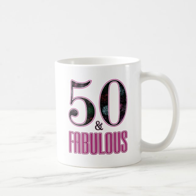 50 & Fabulous Rosa Black Typography 50 Birthday Kaffemugg (Höger)