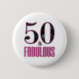 50 & Fabulous Rosa Black Typography 50 Birthday Knapp