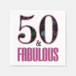 50 & Fabulous Rosa Black Typography 50 Birthday Pappersservett