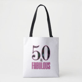 50 & Fabulous Rosa Black Typography 50 Birthday Tygkasse