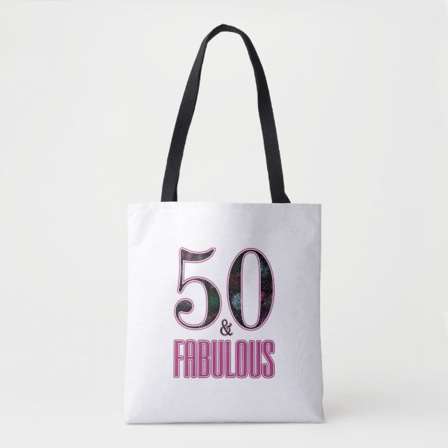 50 & Fabulous Rosa Black Typography 50 Birthday Tygkasse (Framsida)