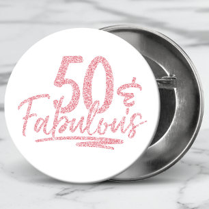 50 & Fabulous Rosa Glitter 50:e födelsedagsdagen G Knapp