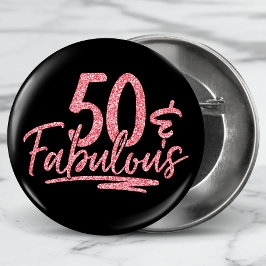 50 & Fabulous Rosa Glitter 50:e födelsedagsdagen G Knapp