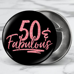 50 & Fabulous Rosa Glitter 50:e födelsedagsdagen G Knapp