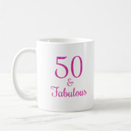 50 & Fabulous Rosa Glitter Typografi Kaffemugg