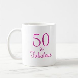 50 & Fabulous Rosa Glitter Typografi Kaffemugg