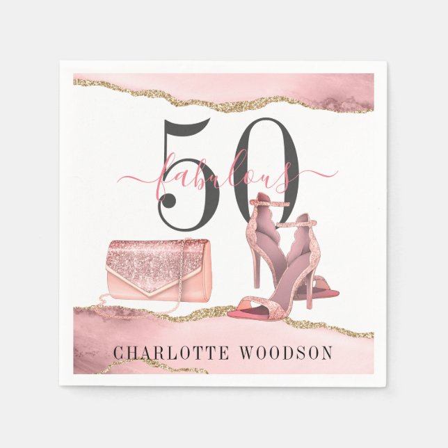 50 Fabulous Rosa Guld Glitter Agate Dancing Shoes Pappersservett (Framsidan)