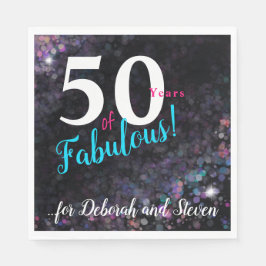 50 & Fabulous, svart glitter-bakgrund Pappersservett