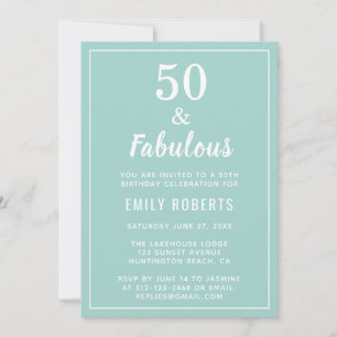 50 & Fabulous Teal Blue 50:e födelsedagsinbjudan