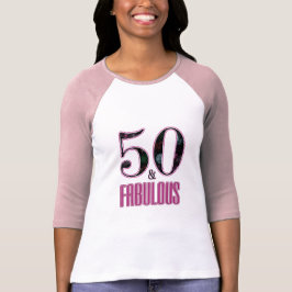 50 & Fabulous Typography Black Rosa 50:e födelseda T Shirt