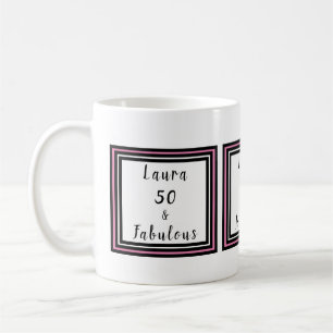 50 & Fabulous Typography Customize Rosa Black Kaffemugg