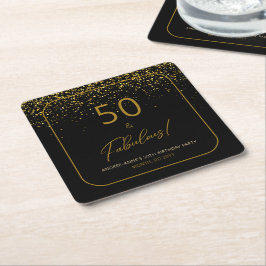 50 Fågeldag Guld Black Glitter Underlägg Papper Kvadrat