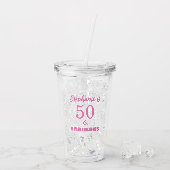 50 Fågeldag Namn Monogram-gåva till 2024 Take Away Mugg (Baksida Ice)