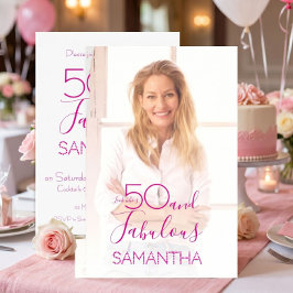50 & Fantastisk 50-årsfest Minimalt Foto Inbjudningar