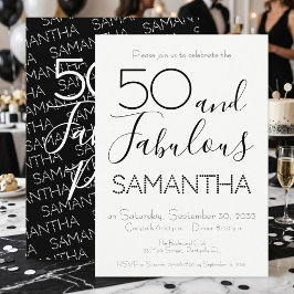 50 & Fantastisk 50-årsfest Svart Elegant Inbjudningar