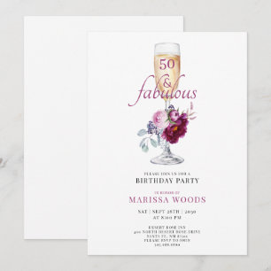 50 fantastisk champagne blomster födelsedagsinbjud inbjudningar