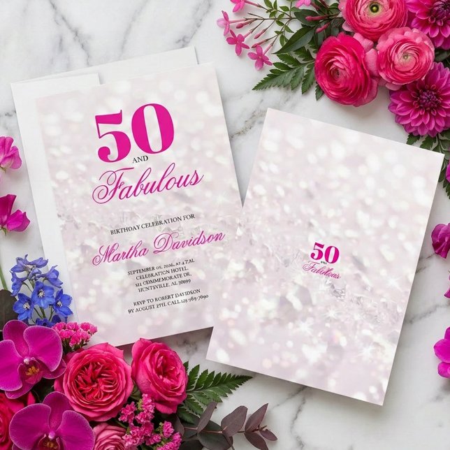 50 & Fantastisk Crystal Glam Firande Inbjudningar (50 & Fabulous Crystal Glam Celebration Invitation)
