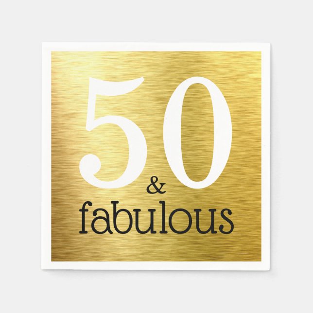 50 & fantastisk falsk guld-folie 50-årsfirande föd pappersservett (Framsidan)