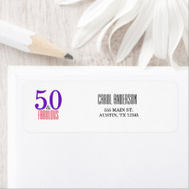 50 & Fantastisk Födelsedagsjubileum Returadress Etikett
