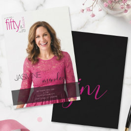 50 & Fantastisk Fotoöverlägg monogram Födelsedag  Inbjudningar