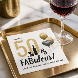 50 & Fantastisk Guld & Svart Modern Födelsedag Pappersservett