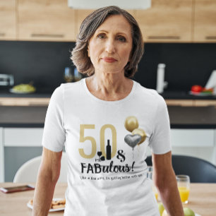 50 & Fantastisk Guld & Svart Modern Födelsedag  T Shirt
