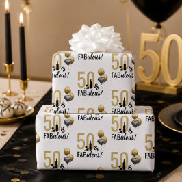 50 & Fantastisk Guld & Svart Modern Presentpapper