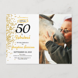 50 & Fantastisk Guld Virtuell Födelsedagsinbjudan Vykort