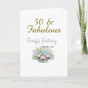 50 & fantastisk gyllene vattenlotus lilja akvarell kort
