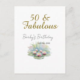 50 & fantastisk gyllene vattenlotus vattenfärg  vykort