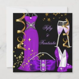 50 Fantastisk Lila Dress Black Guld Birthday Inbjudningar