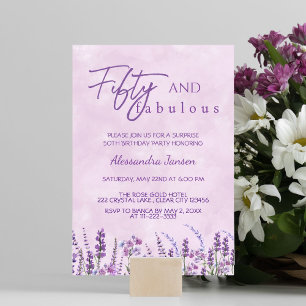 50 & Fantastisk Lila Vildblomma 50-års Födelsedag Inbjudningar