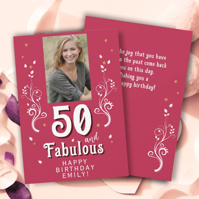50 & fantastisk lövverk Magenta 50-års födelsedags (Skapare uppladdad)