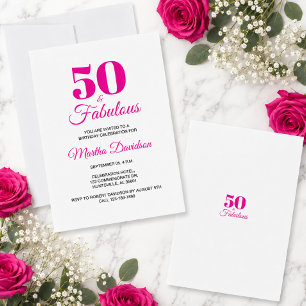 50 & Fantastisk Rosa Chic Festfirande Inbjudningar