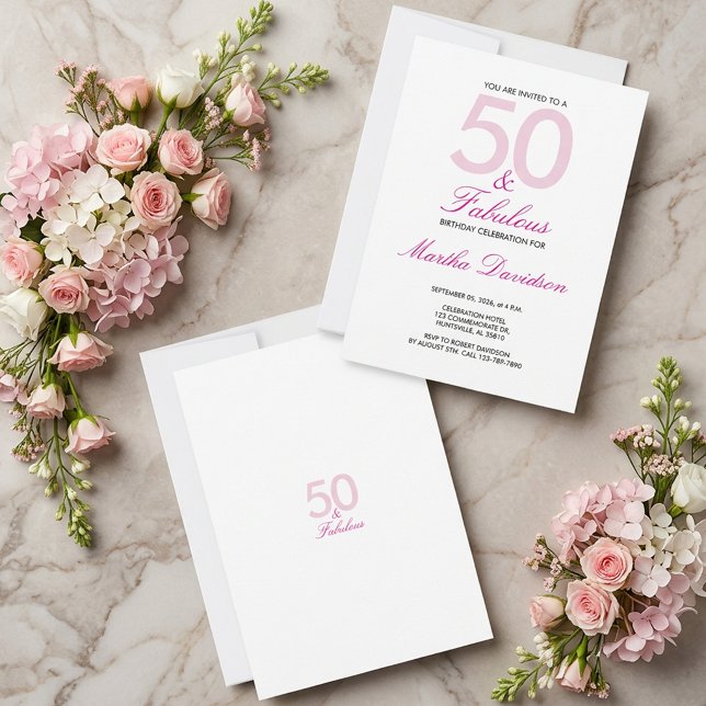 50 & Fantastisk Rosa Födelsedagsfirande Inbjudningar (50 & Fabulous Pink Birthday Celebration Invitation)