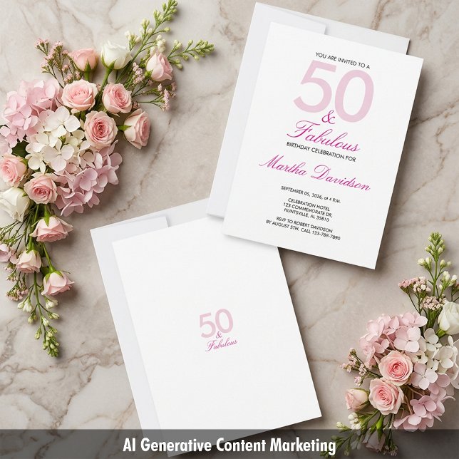 50 & Fantastisk Rosa Födelsedagsfirande Inbjudningar (50 & Fabulous Pink Birthday Celebration Invitation)