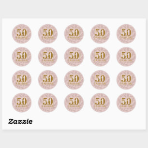 50 & fantastisk rosa glitter & guld typografi runt klistermärke