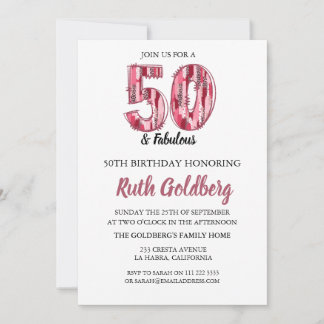 50 & Fantastisk Rosa Leopardtryck Brusho-inbjudan Inbjudningar