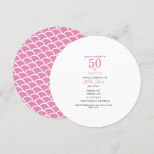 50 & Fantastisk Rosa Siren Söt Födelsedag Elegant Inbjudningar