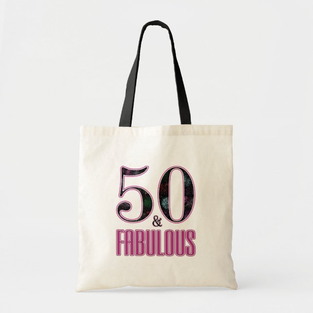 50 & Fantastisk Rosa Svart Typografi 50-årsdag Tygkasse (Framsidan)