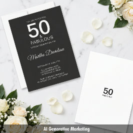 50 & fantastisk svart elegant födelsedagsinbjudan inbjudningar