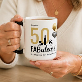50 & fantastisk svart & guld modern födelsedag magisk mugg