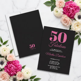 50 & fantastisk svart rosa glamourfirande inbjudningar