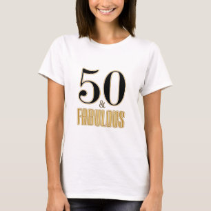 50 & Fantastisk Typografi Svart Guld 50-årsdag T Shirt